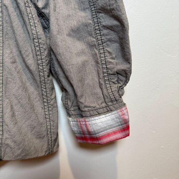 Fender Long Sleeve Button Up Washed Gray Reverse Cuff Men's Shirt Medium *SPOT* - Picture 9 of 16